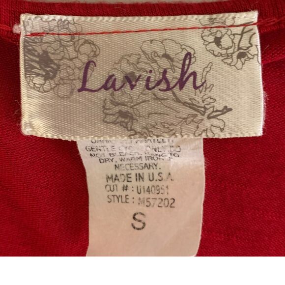 Lavish Elegant Stylish Red Short Sleeve Scoop Neck Blouse  Women's Size S - Picture 3 of 4